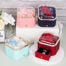 Anillo de plata para  rosas rs y rosas preservadas anillo en una caja para ella regalo grabado - Rojo - Ver 4