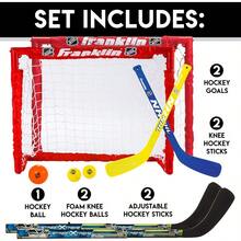 Franklin Sports -  Folding Hockey Goals Set - 2 Street Hockey and Knee Hockey Goals - (2) Adjustable Youth Hockey Sticks (2) Knee Hockey Sticks (2) Mini Hockey Balls + (1) Street Hockey Ball - Multicolor - Ver 3