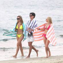 Toalla de playa de algodón de gran tamaño tamaño de 70 x 35 pulgadas toalla de piscina de secado rápido a rayas verdes - Verde - Ver 3