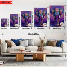 1 Pieza de Decoración de Pared de Elefante - Marco Impreso Digital con Bordes Envueltos, Pintura Colgante de Elefante Estilo Bohemio, Adecuada para Decoración de Sala de Estar, Dormitorio, Baño - Regalo Perfecto para de Inauguración de Casa, Acción de Gracias y Decoraciones Festivas, Diseño Plano 2D, Se Ajusta Perfectamente a la Decoración de la Habitación - Multicolor - Ver 8