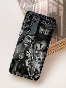 1pc Jesus & Virgin Mary Pattern Printed TPU Matte Anti-Fall Phone Case, Compatible With IPhone 13/11/17/17 Pro/16/14/15/15 Pro/15 Plus/15 Pro Max/7 Plus/8 Plus/X/Xs Max/Xr/11 Pro/12 Pro/13 Pro/14 Pro/12 Mini/13 Mini/11 Pro Max/12 Pro Max/13 Pro Max/14 Pro Max/14 Plus/17 Pro Max/17 Air/6/6s Plus/7/8/16 Pro/16 Plus/16 Pro Max/SE2/17 Pro Max, Also Compatible With Samsung Galaxy/A54/A14/A12/A13/A15/A32/A33/A24/A52S/S20/S21/S22/S23/S24/S23Plus/S24ultra/S25/A15/A33/A23 - Multicolor - View 4
