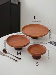 1 pieza Soporte para pastel de bambú con base, bandeja para exhibir postres, frutero multifuncional, adecuado para decoración de mesa de comedor, uso doméstico y de cocina, apto para el Ramadán - Granate - Ver 13