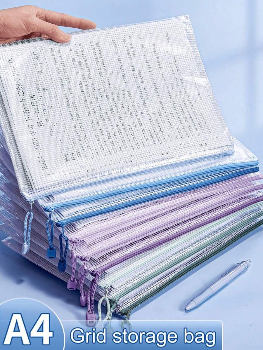 1个大容量拉链网袋，A4透明防水收纳袋，数据袋，多功能学生手持文具包，多用途旅行收纳包，适合办公室、学校和个人使用，可存放学习用品、教师用品、办公用品、文件等。 - 彩色 - 查看 1