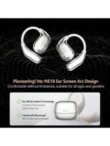 HTC Auriculares Bluetooth abiertos NE18: audio espacial de nivel VR, Dolby Atmos, batería de larga duración, resistencia al agua y al sudor con clasificación IP, imprescindibles para viajes de negocios. - Plateado - Ver 8