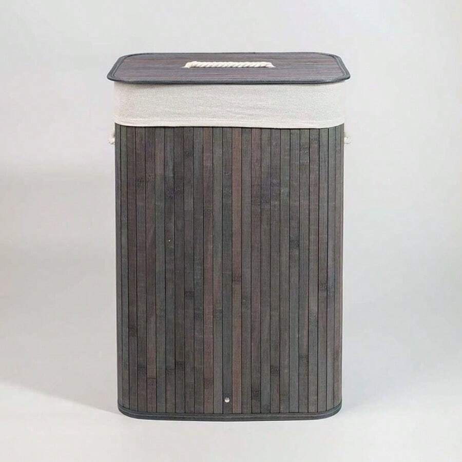 Cesto plegable de bambú eco-friendly para Ropa Con Asas y Tapa Elegante. - Gris - Ver 1