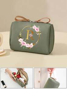 Elegant Floral Corduroy Cosmetic Bag - Large Capacity Storage Pouch, Can Hold Makeup Brushes And Toiletries, Soft Multi-Compartment Travel Organizer, Perfect For Vanity Table And On-The-Go, Ideal Bridesmaid Gift, Best For New Year And Valentine's Day, Suitable For All Gifting Occasions And Age Groups,Pouch,Makeup Pouch,Travel Essential - Multicolor - View 27