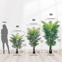 1Pack Artificial Palm Tree 6FT - Fake Tree With Black Pot Paradise Palm Tree Faux Tropical Areca Floor Plant In Pot Artificial Silk Plant For Home Office Living Room Halloween Christmas Decor Indoor Outdoor Yard 2026 - 6ft palm tree with black pot - 查看 2