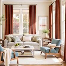 1pc Imported Dutch Velvet Fabric Curtain, 220g/Sqm, Luxurious Room Window Decor, Heavy Blackout Curtain For Privacy In Winter - Coral Orange - View 8