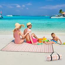 Picnic Blanket 80' ' X80' ' Extra Large Outdoor Blanket, Waterproof, Sandproof, Machine Washable, Tear Resistant, Foldable Picnic Mat For Camping, Grass, Park, Travel, Beach – Orange - 橙色&6'8" x 6'8"(正方形) - 查看 6