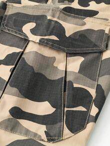 Plus Size Men's Camouflage Multi - Pocket Flap Cargo Pants, Loose Fit Tactical Work Pants For Outdoor Hiking, Hunting, Casual Wear - 卡其色 - 查看 6