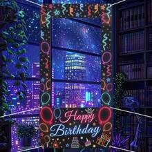 1pc Neon Flashing Birthday Photo Frame With "Happy Birthday" Text, Birthday Photography Celebration, Event Photography, Party Banner Background, Photo Booth Prop - Multicolor - View 5