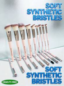 Princess Rose 18pcs Rose Princess Makeup Brush Set, Including Foundation Brush, Blush Brush, Powder Brush, Contour Brush, Tapered Blending Brush, Lip Brush, Concealer Brush, Small Eyeshadow Brush, Eyeliner Brush, Blending Brush, Shader Brush, Fan Brush, Large Eyeshadow Brush, Medium Eyeshadow Brush, Detail Eyeshadow Brush, Eyebrow Brush, Eyebrow Comb. Made Of Premium 3-Tone Fibers, Soft And Skin-Friendly, Fluffy And Highly Pigmented For Flawless Makeup Application. - Pink - View 8