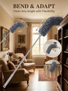 Multipurpose Extendable Duster With Bendable Duster Head - Reusable And Washable, Suitable For Cleaning High Ceilings, Furniture And Cars - Grey - View 9