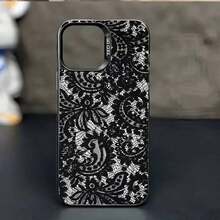 1pc Black Matte Laser Holographic Ergetic Shell With Lace Flower Pattern Phone Case, Compatible With  16 Pro Max, 17/16/15/14 Plus, 13/12/11, Air, And Series.Holiday Phone Accessories.Case For 17 Pro Max An Excellent Gift For Friends Phone Cases 16 Pro Max Case Rilakkuma Y2k Phone Case Cover 17 Pro Max Cute Phone Cases New Year Mobile Phone Case Girlfriend Or Boyfriend Fall - 多色 2 - 查看 12