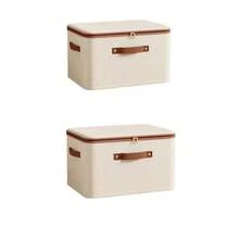 1pc/2pcs/5pcs Modern Foldable Storage Boxes With Zipper Lid And Handle, Linen Fabric, Collapsible Closet Organizers, Rectangular Multi-Purpose Non-Waterproof Storage Bins For Underwear, Bras, Socks, Clothes Drawers, Under Bed - Beige - View 21