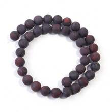 1颗哑光花红玛瑙珠，尺寸可选4/6/8/10/12毫米，天然虎眼石珠，天然石珠，适用于DIY珠宝制作 - 磨砂花紅石 - 查看 8