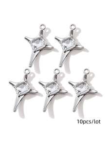 10/20pcs Random Y2K Pink Series Drip Oil Alloy Pendant, Cute Small Bear, Heart, Four-Pointed Star, Moon DIY Craft Material For Bracelet, Necklace