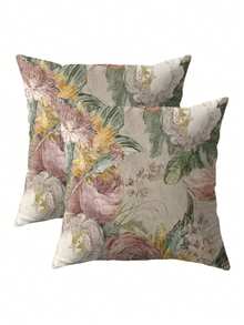 1/2/4 件装，17.7x17.7 英寸，高品质枕套，优雅花卉图案枕套，法式风格枕套，双面印花，适用于沙发、客厅、卧室、汽车靠垫、家居装饰，不含枕芯 - 粉色 - 查看 9