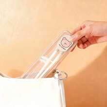 1pc Portable Children's Training Chopsticks With Cute Cartoon Patterns, Reusable Plastic Learning Chopsticks, Non-Slip Chinese Training Chop Sticks, Learning Food Sticks For Kids, Kitchen Tableware, Suitable For Use In Home, School, Dorm, Outdoor Camping, Picnic,Travel, Bakc To School - Multicolor - View 5