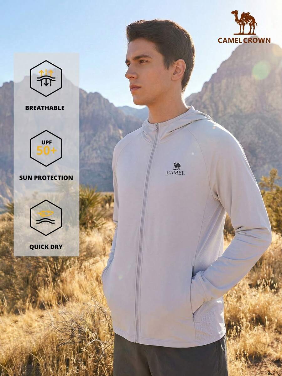 CAMEL CROWN Áo khoác chống nắng ngoài trời dành cho nam, chống tia UV, chất liệu nhẹ và thoáng khí, thích hợp cho mùa hè. - Xám - Xem 1