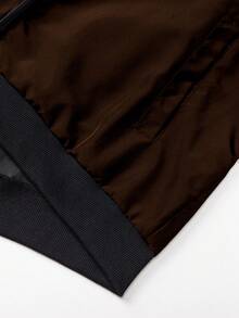 Outdoor Sports Casual Stand Collar Baseball Jacket Solid Color Zipper Jacket - Coffee Brown - View 8