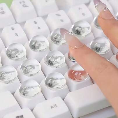 36개 키보드 키 캡 라이저, 투명 크리스탈 돔 플랫 바닥 자체 접착식, 네일 아트 타이핑 보조, 긴 손톱 보호, 노트북 키보드, 오피스 걸, 타이핑 게임에 적합. 발렌타인 데이, 생일, 개학 선물로 이상적입니다
