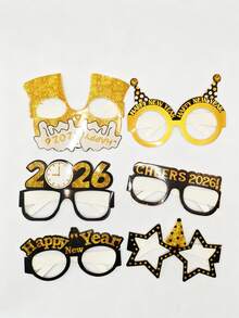 2026 新年派对装饰，跨年晚会学校派对用品，趣味拍照道具眼镜，纸质眼镜
