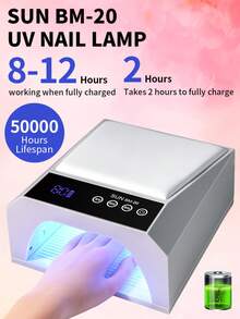 LIMEGIRL مصباح أظافر LED/UV احترافي 2 في 1، مع مساند اليد، مساحة كبيرة للتجفيف، شاشة LCD وتعمل باللمس، مجفف أظافر قابل للشحن مناسب لطلاء الأظافر الجيلي، للاستخدام في الصالون والمنزل، هدية عيد الميلاد ورأس السنة للنساء والفتيات، باللون الأبيض - أبيض - مشاهدة 1