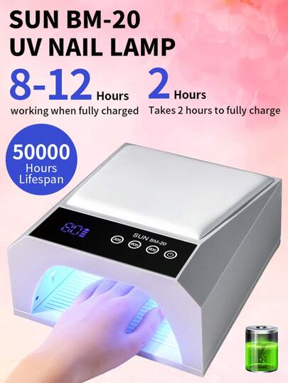 LIMEGIRL 二合一专业UV LED美甲灯，带手托，大面积固化空间，液晶触摸屏，可充电式美甲烘干机，适用于凝胶指甲油，沙龙及家庭使用皆宜，圣诞节及新年礼物，白色