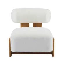 MERAX 27.25" Modern Boucle Lounge Chair With Solid Wood Frame And Rolled Backrest, Soft And Durable Boucle Upholstery, Ideal For Living Room, Bedroom, Or Office,Natural+Beige - 米色 - 查看 5