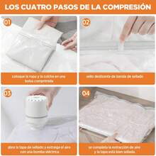 12 bolsas de almacenamiento al vacío - con bomba electrica bolsas de compresión reutilizables y ahorra de espacio alta capacidad para guardar edredones ropa cobertores almohadas - 12 piezas - Ver 5
