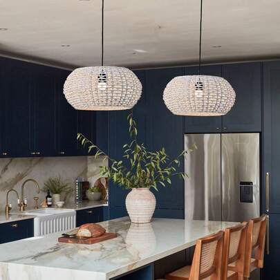 Vintage Handmade Rattan Pendant Light - Bohemian Style Adjustable Rattan Lamp, Ideal For Farmhouse Decor In Kitchen Island, Hallway, Bedroom, Dining Table, Living Room - E26 Socket (Bulb Not Included)