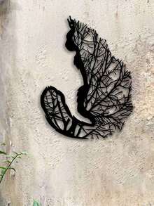 1 pieza Escultura de pared de silueta de gato de hierro - Decoración colgante de metal para interiores y exteriores, adecuada para sala de estar, patio, jardín - Decoración del hogar multiusos, sin necesidad de energía, excelente para la decoración de la habitación - Negro - Ver 5