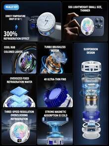 通用迷你手机散热风扇，静音散热器，涡轮飓风游戏散热器，手机散热垫，便携式手机散热风扇