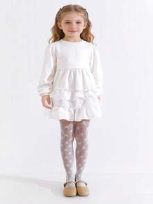 2pcs Baby/Toddler Girls' Star Jacquard Mesh Tights, Spring/Summer - Multicolor - View 4