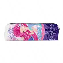 A Cylindrical Pencil Case Adorned With A Cartoon Mermaid Design, Featuring A Unique Aesthetic. Foldable And Lightweight Yet Spacious, It's Perfect For Storing Stationery, Art Supplies, And Office Work Supplies. This Student Stationery Organizer Is Available In Various Styles And Is Ideal For Organizing Your Desk Essentials. Stylish Stationery Bag. - Multicolor - View 15