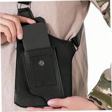 Leather Shawl Vest Chest Bag, Backpack, Concealed Underarm Leather Wallet, Adjustable, Anti-Pickpocket, Multiple Compartments, Unisex Leather Protective Gear, Stylish Retro. - màu đen - Xem 4