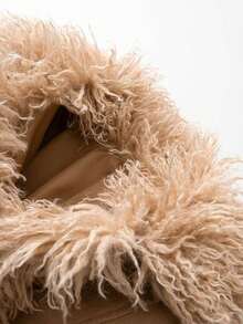 Áo khoác da lộn màu trơn phối tua rua, thích hợp cho mùa xuân và mùa thu. - Màu Khaki - Xem 8