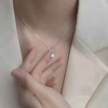 S925 Silver Water Drop Necklace Women's Summer Light Luxury Niche Design Geometric Clavicle Chain Titanium Steel - A Sparkling Diamond Teardrop Necklace - View 3