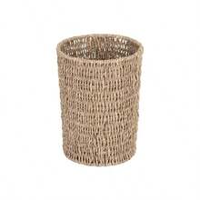 StorageWorks Cesta de basura de mimbre pequeña papelera con zacate marina tejida a mano cubeta de basura de mimbre para recámara baño 1 paquete - natural - Ver 2