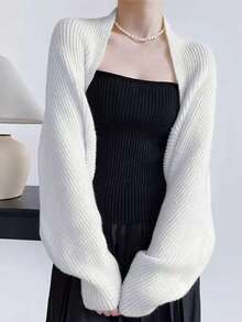 1pc Knitted Solid Color Shawl Collar, Fashionable Multifunctional Scarf, Suitable For Dancing, Yoga, Sun Protection, Air-Conditioned Room Neck Warmer, Camisole Dress Outerwear, Warm And Windproof, Short Jacket Top - Multicolor - View 9