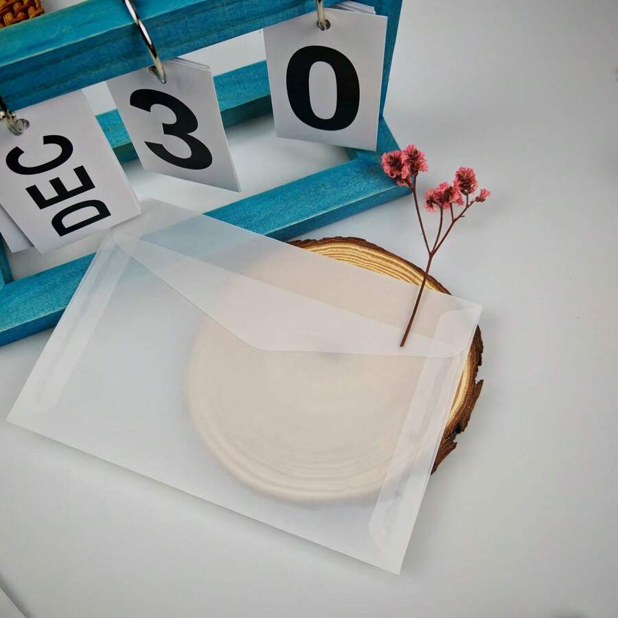 Sobres De Papel De Ácido Sulfúrico Mate Semitransparente De 20 Piezas, Sobres Creativos De Invitación/envío Publicitario - Blanco - Ver 1
