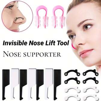 1set These Invisible Nose Lift Clips (Multi-Size Set) Gently Lift And Shape Your Nose With Soft, Ergonomic Designs-Discreet Enough To Wear Under Makeup (Blends With Skin). The Flexible, Skin-Friendly Material Fits Securely (No Slipping) And Is Comfortable For Daily Use.