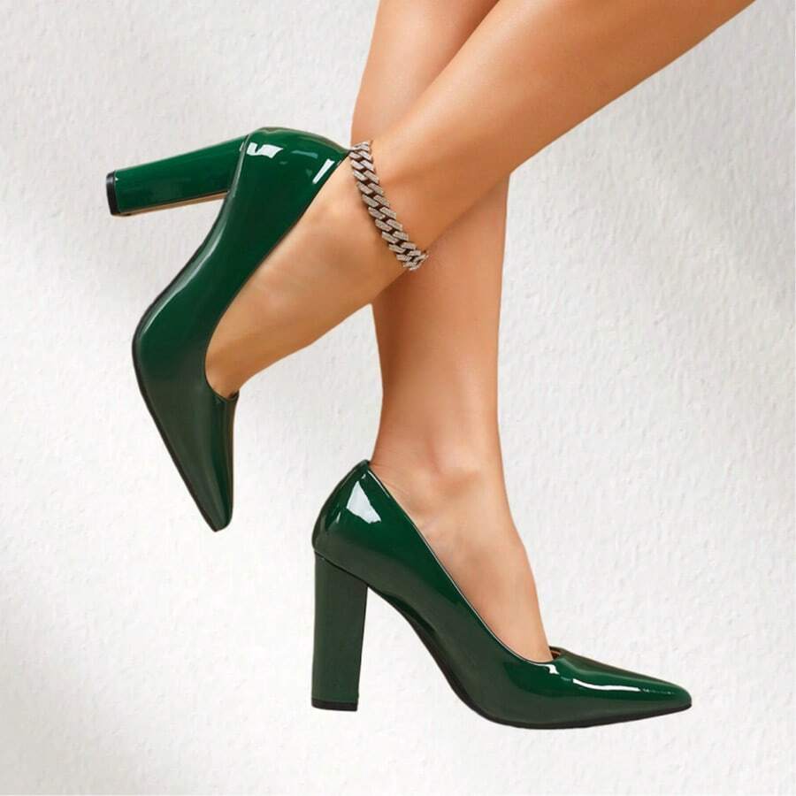 Women's Patent Leather Block Heel Pumps – Elegant Pointed-Toe High Heels For Work, Parties & Special Occasions Step Into Timeless Elegance With Our Women's Patent Leather Block Heel Pumps, The Perfect Blend Of Sophisticated Style And All-Day Comfort. Featuring A Sleek Pointed-Toe Silhouette And A Sturdy Block Heel, These Women's High Heels Offer A Flattering Lift Without Sacrificing Stability, Making Them Ideal For Long Workdays, Glamorous Evening Parties, Weddings, And Every Special Occasion In Between. Crafted From Glossy Patent Leather In A Curated Palette Of Rich Hues-Including Deep Burgundy, Vibrant Yellow, Classic Black, And Rich Green-These Pumps Add A Bold, Polished Touch To Any Outfit, Seamlessly Transitioning From Office Chic To After-Hours Glamour. - 薄荷綠 - 查看 1