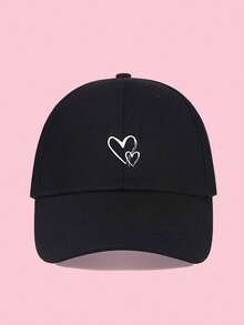 1顶女士可调节心形印花棒球帽 - 防紫外线休闲遮阳帽，适合春秋季旅行，时尚百搭，适合年轻女士日常佩戴 - 愛心印花 - 查看 3