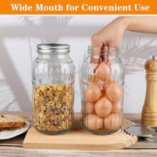 Tarros de boca ancha de 64 onzas paquete de 3 tarros grandes de medio galón con tapas y bandas herméticas tarros de vidrio transparente para conservar decapado fermentación preparación - Transparente - Ver 4