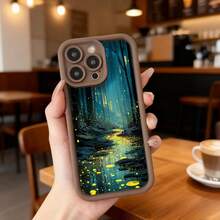 Cubierta de teléfono con diseño de bosque mágico azul y amarillo para iPhone 14 Pro Max resistente a golpes ideal para uso diario en cafeterías y espacios urbanos,Aplicable a los teléfonos de la serie Apple y Galaxy - Café integral - Ver 7