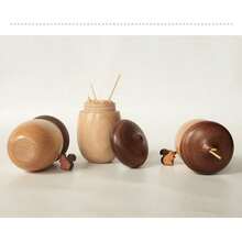 Walnut Wood Toothpick Holder, Creative, Cute Cartoon Acorn Toothpick Jar, Portable And Simple Toothpick Storage Box.
