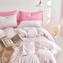 CAQQA 3 Pieces Turkish Cotton Woven Duvet Cover Set | Duvet Cover And Pillowcase, Modern Bedding For Bedroom, 135*200 Cm, 150*200 Cm, 200*200 Cm, 200*220 Cm, 220*240 Cm - Pink - View 4