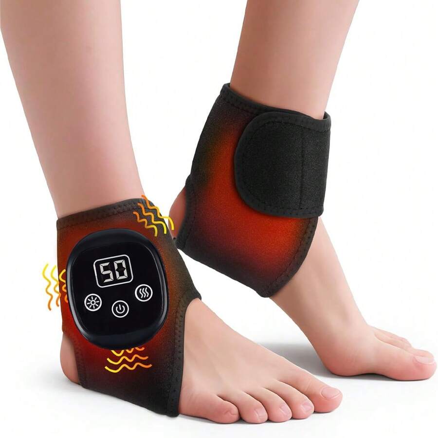 FollowBreak 1 pièce Masseur de pied et de cheville avec 3 réglages de vitesse et 5 niveaux de température, écran LCD, masseur de cheville, masseur de pied rechargeable USB, conception confortable et portabilité